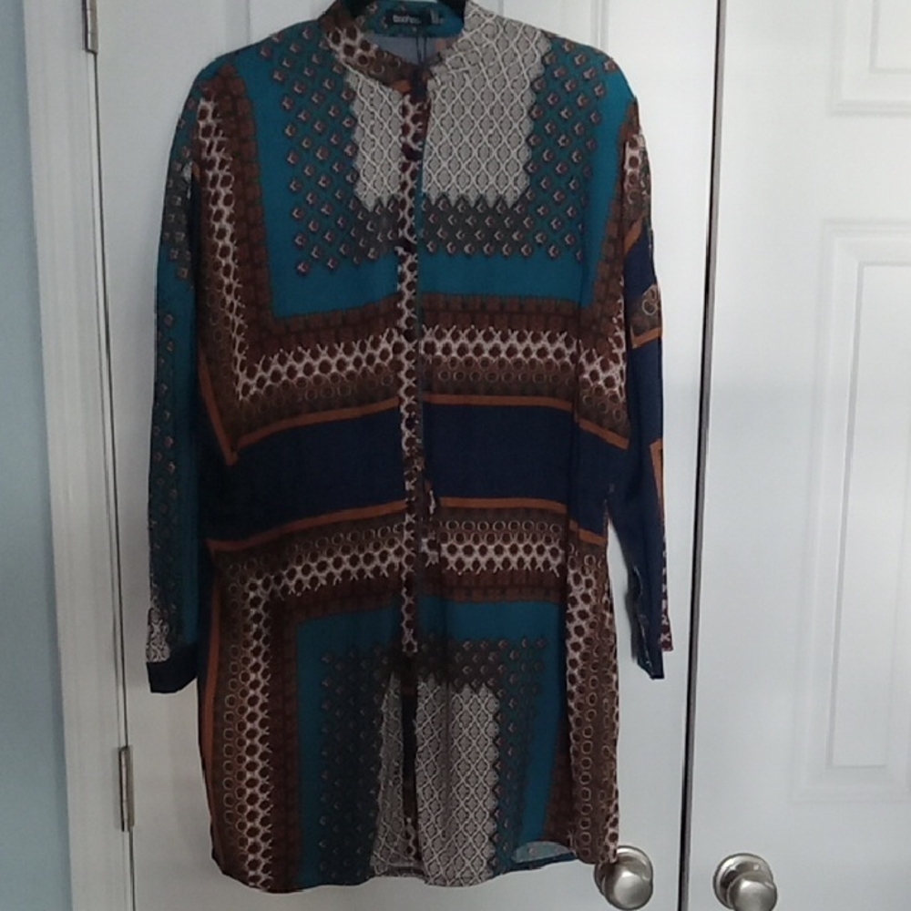 Boohoo Teal and Black Midi Dress - Picture 1 of 5